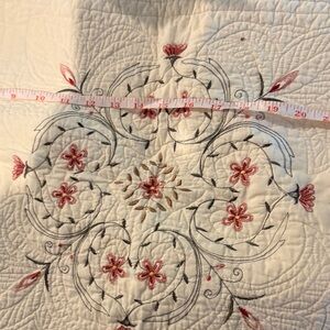 JCPenney Two White Extra Large Pillow cases 30X24 with Pink Floral Embroidery